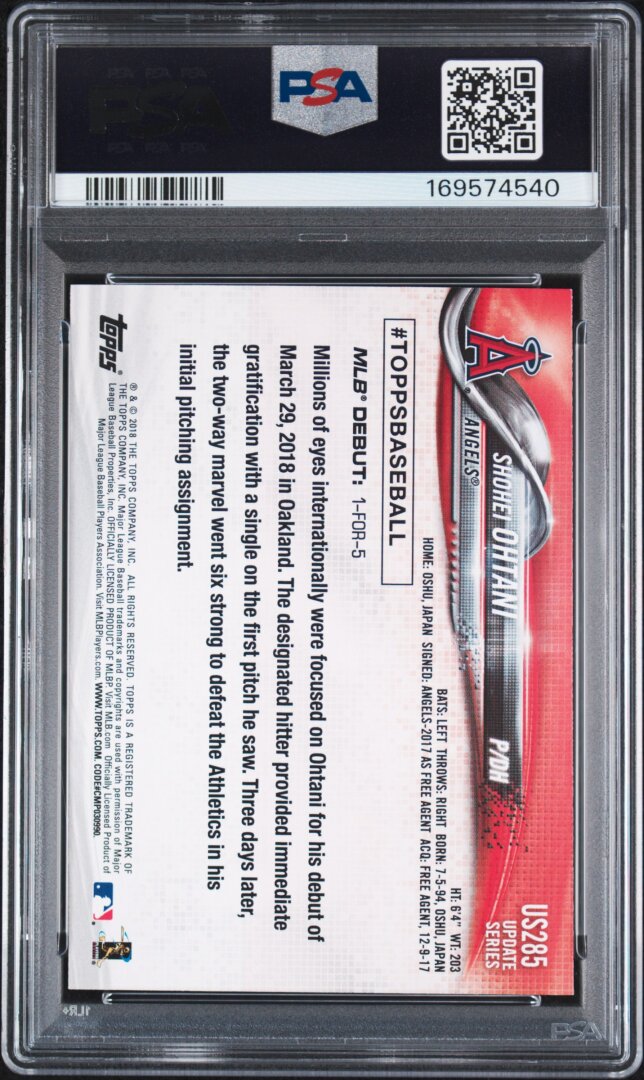 2018 Topps Update Shohei Ohtani RC PSA 7 #US285