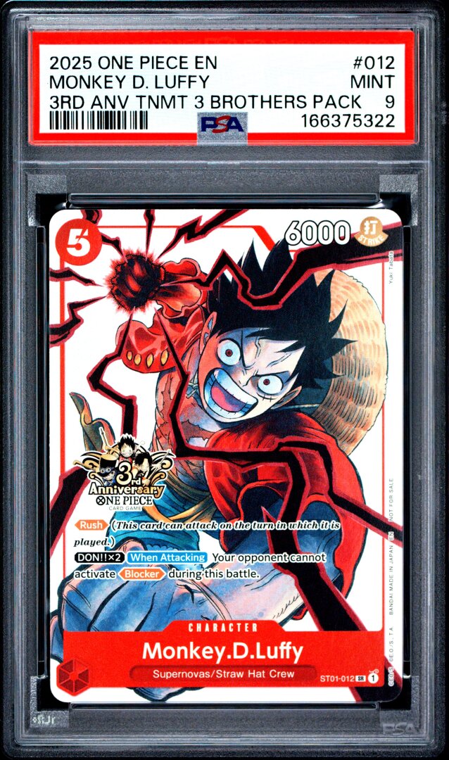 2025 One Piece 3rd Anniversary 3 Brothers Monkey D. Luffy PSA 9 #012