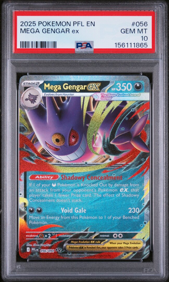 2025 Pokemon Pfl En-Phantasmal Flames Mega Gengar Ex PSA 10 #056