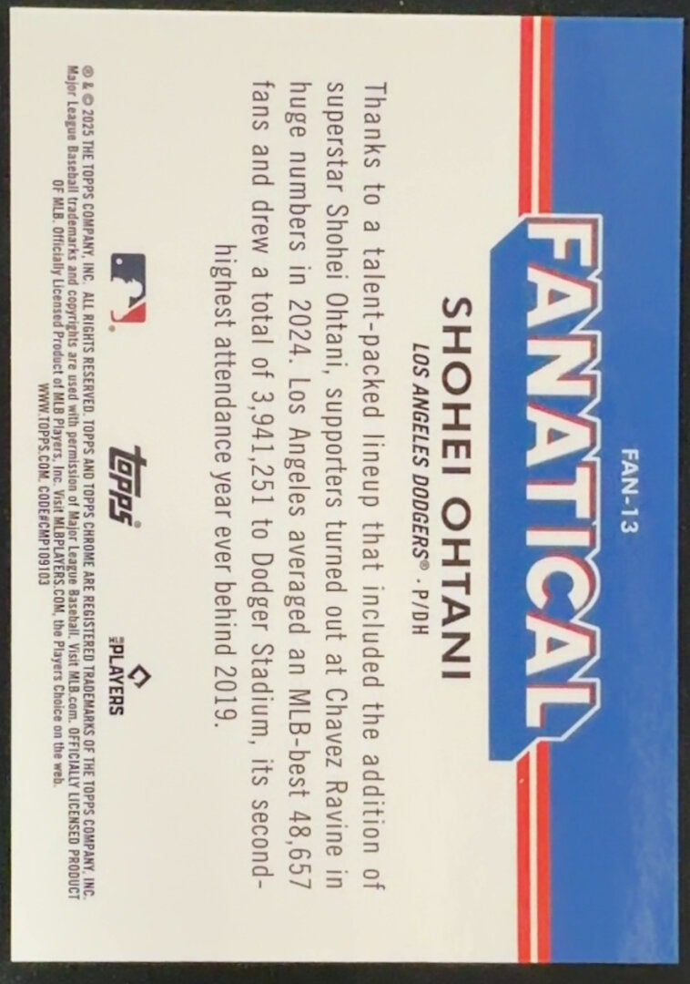 2025 Topps Chrome Shohei Ohtani Fanatical #FAN-13 SSP