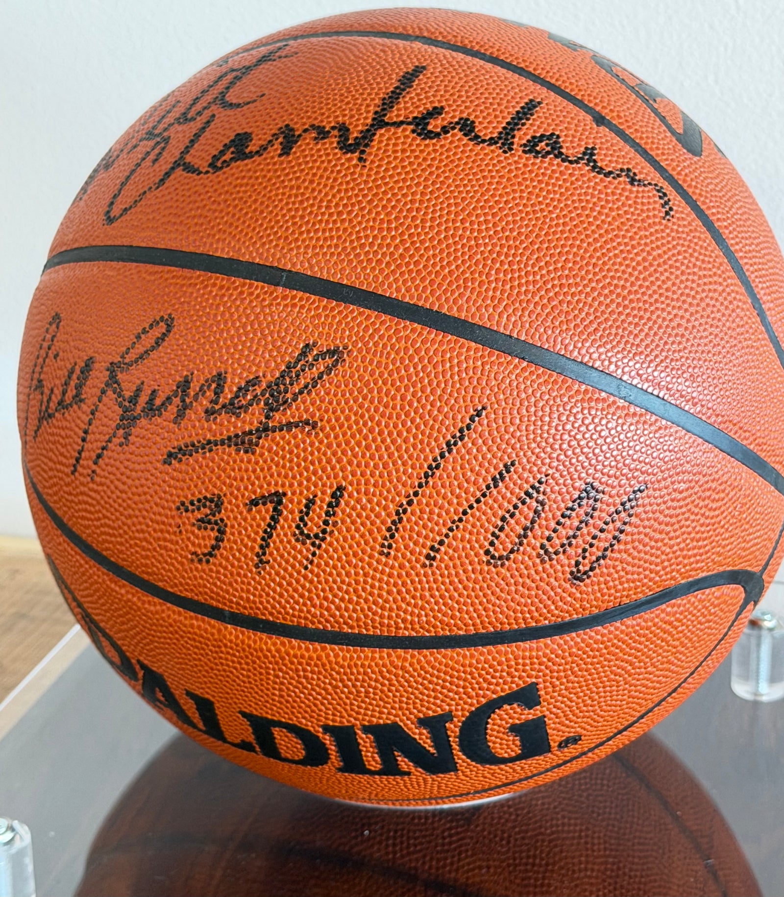 Wilt Chamberlain / Bill Russell Autographed Spalding 