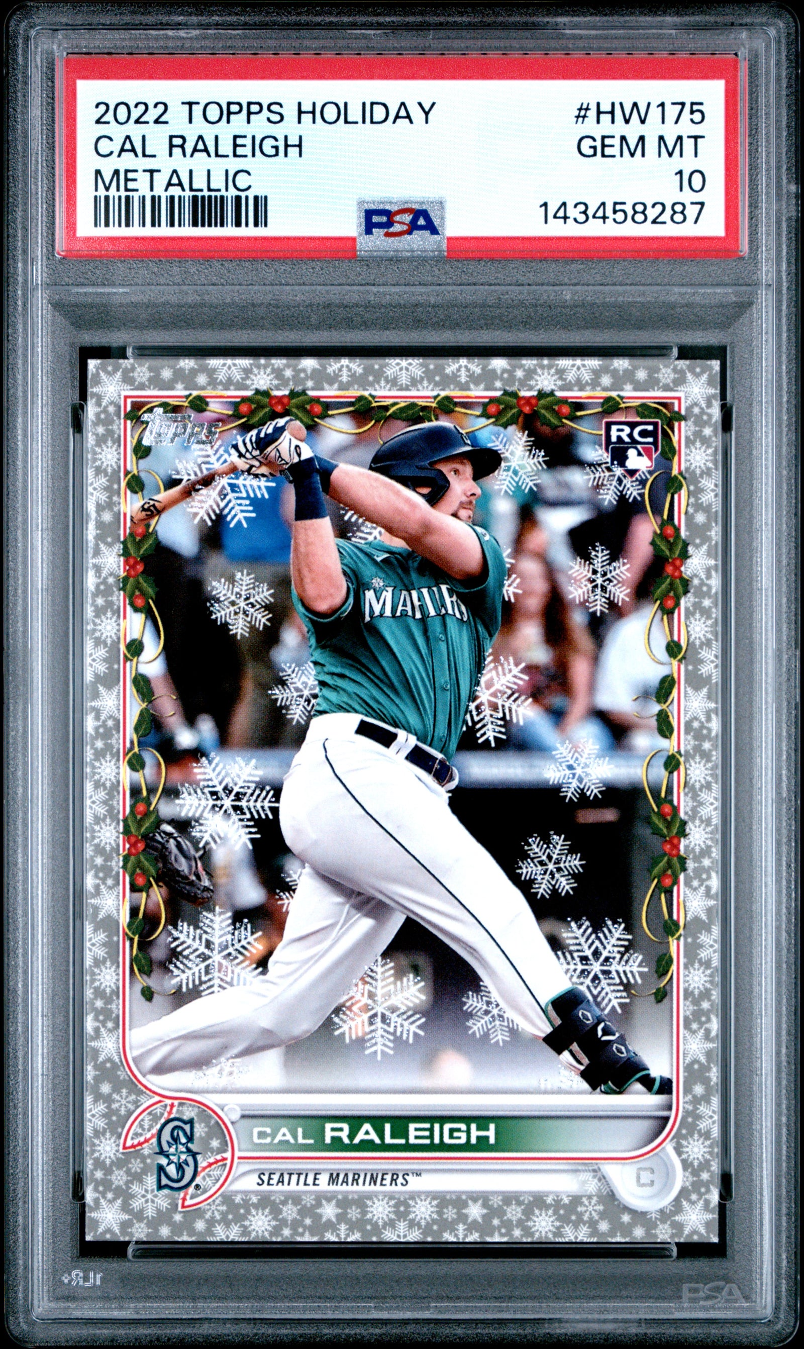 2022 Topps Holiday Hw175 Cal Raleigh Metallic PSA 10