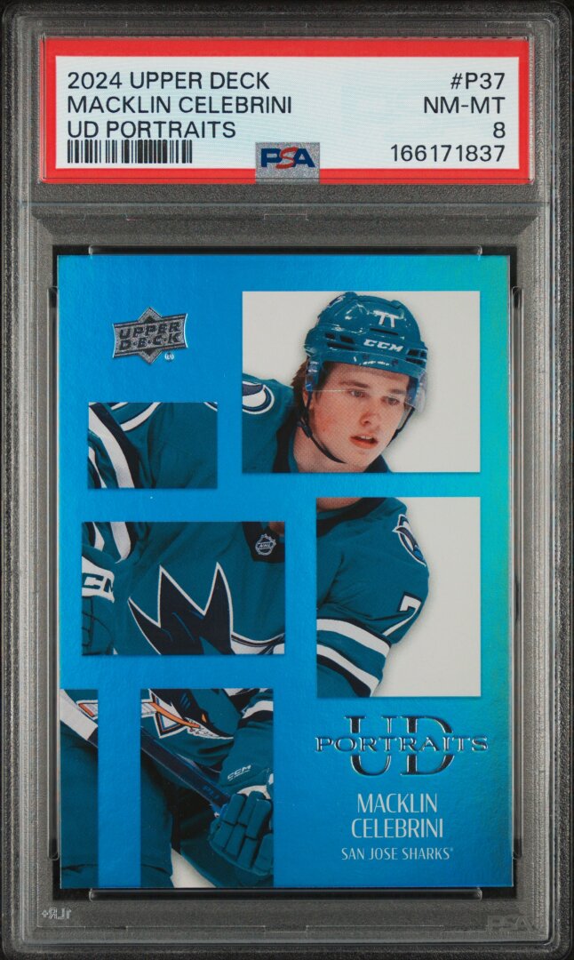 2024 Upper Deck UD Portraits Macklin Celebrini RC PSA 8 #P37