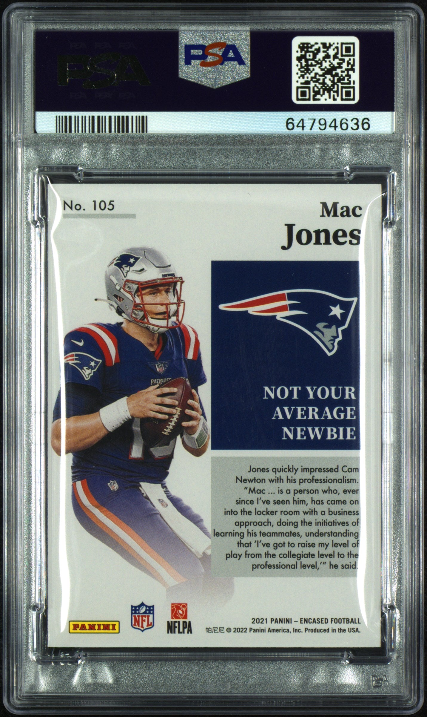 2021 Panini Encased Mac Jones #105 Gold /10 PSA 9