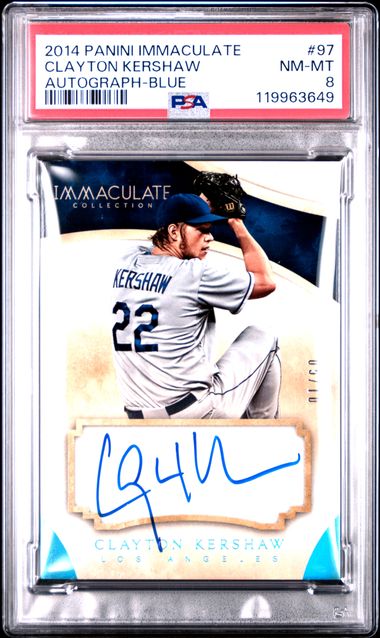 2014 Panini Immaculate Autographs #97 Clayton Kershaw PSA 8