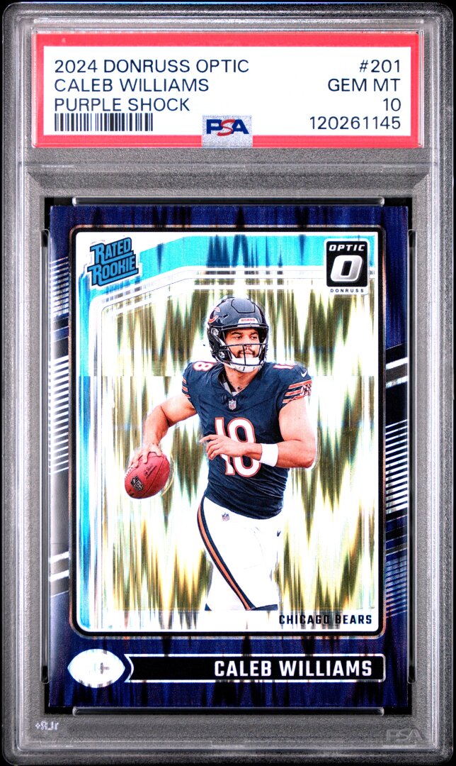 2024 Panini Donruss Optic #201 Caleb Williams RC Purple Shock PSA 10