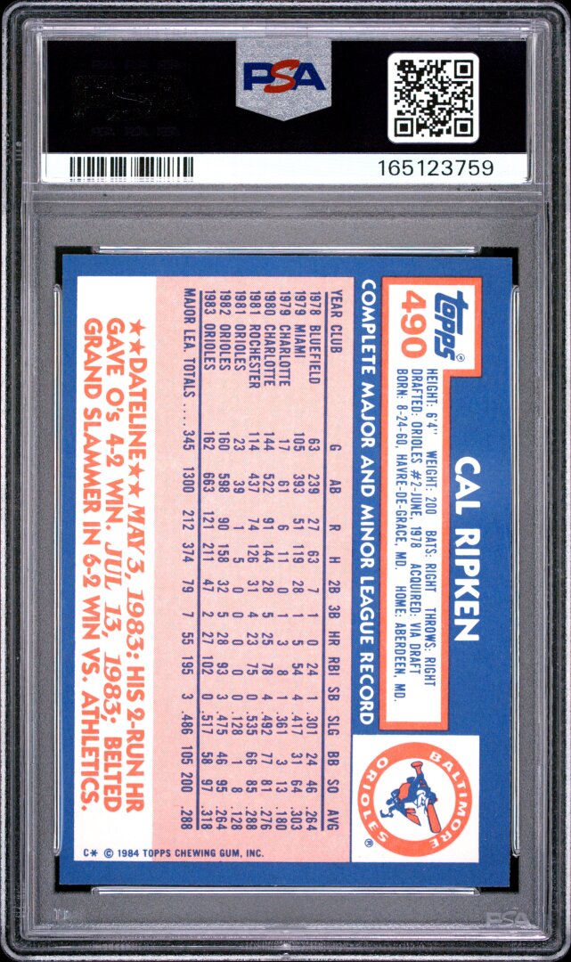 1984 Topps Tiffany Cal Ripken Jr. #490 PSA 7