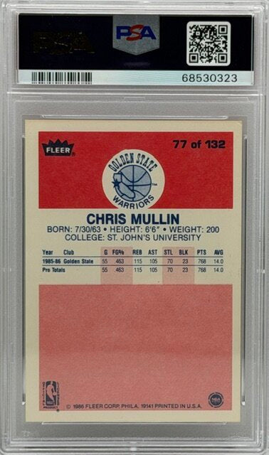 1986 Fleer #77 Chris Mullin RC PSA 8