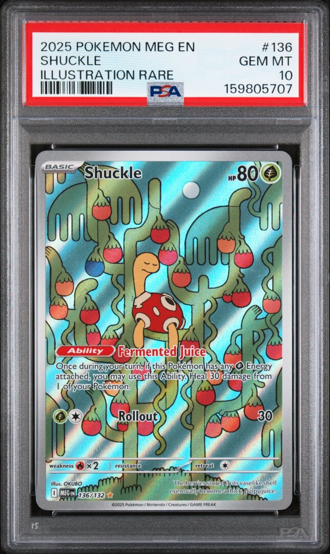 2025 Pokemon Meg En-Mega Evolution Shuckle Illustration Rare PSA 10 #136