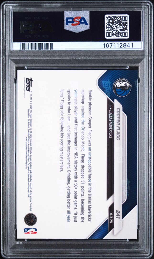 2025 Topps Now #241 Cooper Flagg RC PSA 10