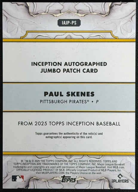 2025 Topps Inception Paul Skenes Auto Patch /75 #IAJP-PS