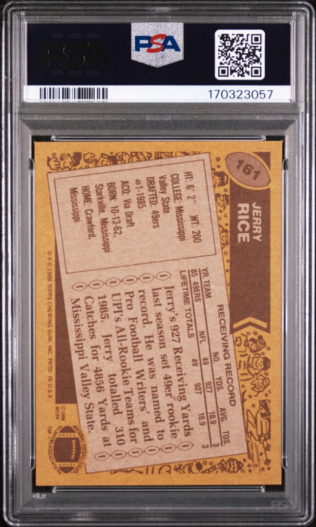 1986 Topps Jerry Rice PSA 6 #161