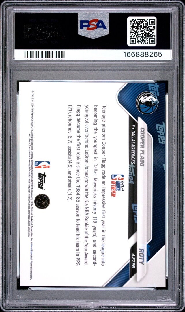 2025 Topps Now Cooper Flagg PSA 10 #ROTY