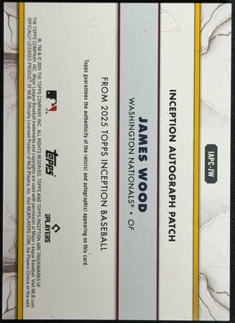 2025 Topps Inception #IAP-JW James Wood Inception Auto Patch /30