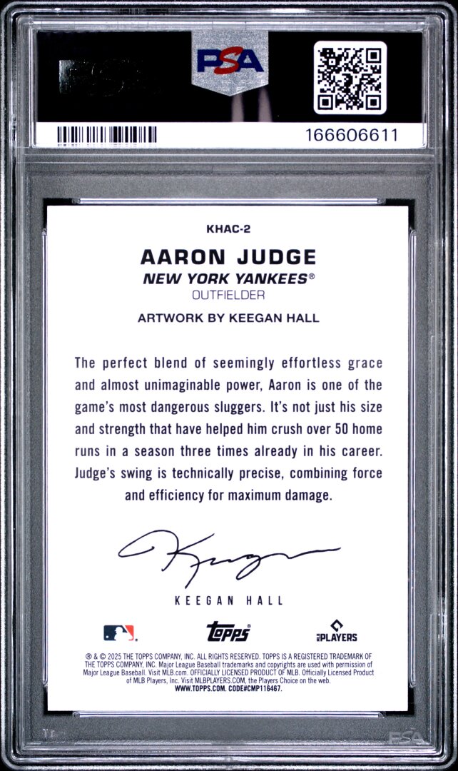 2025 Topps Update #2 Keegan Hall Art Cards Aaron Judge PSA 10