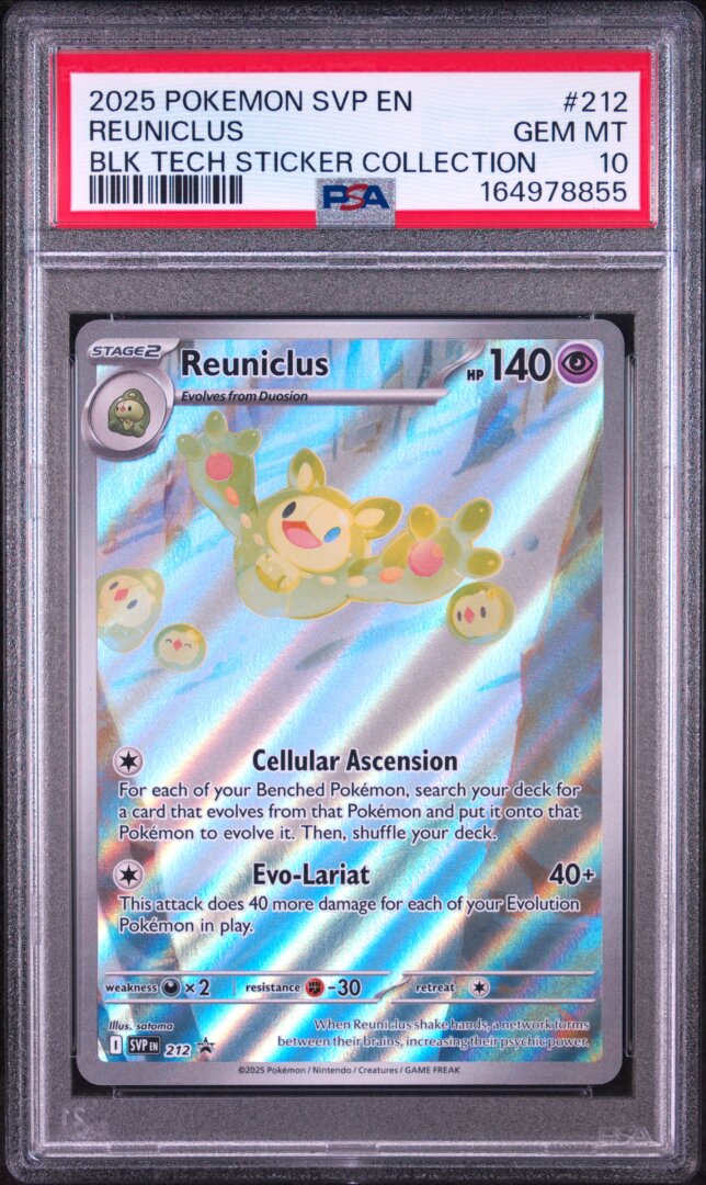 2025 Pokemon SVP Promo Reuniclus Blk Tech Sticker PSA 10 #212