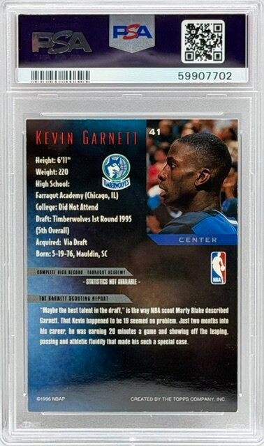 1995 Topps Gallery Kevin Garnett RC PSA 7 #41