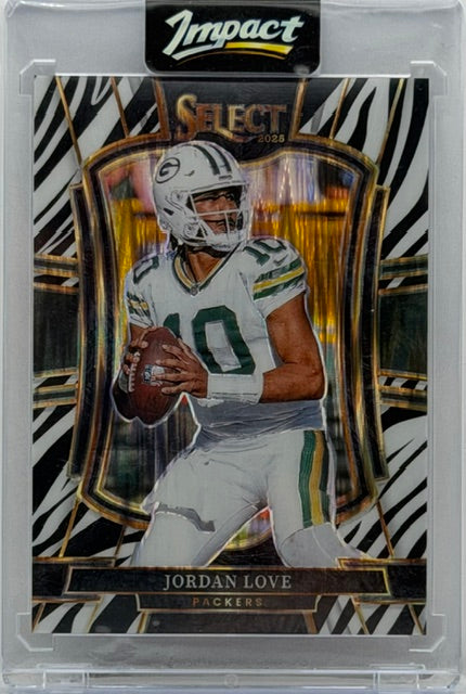 2025 Panini Select Premier #168 Jordan Love Zebra Prizm SP