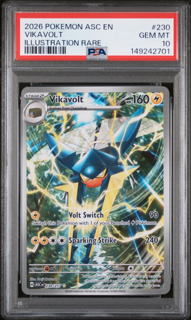 2026 Pokemon English Ascended Heroes Vikavolt Illustration Rare PSA 10 #230