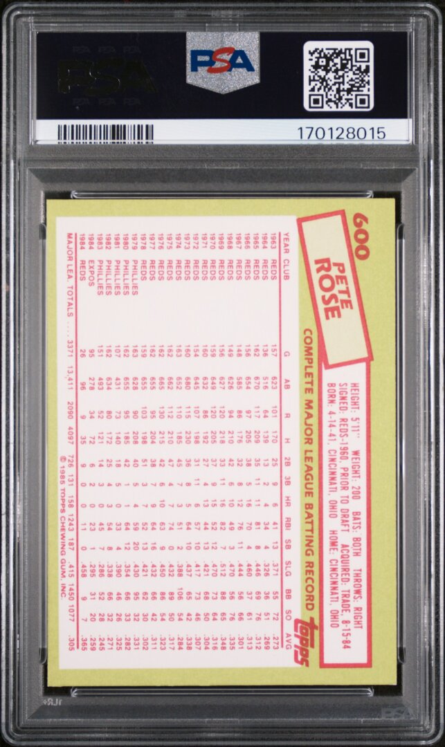 1985 Topps Tiffany Pete Rose PSA 8 #600