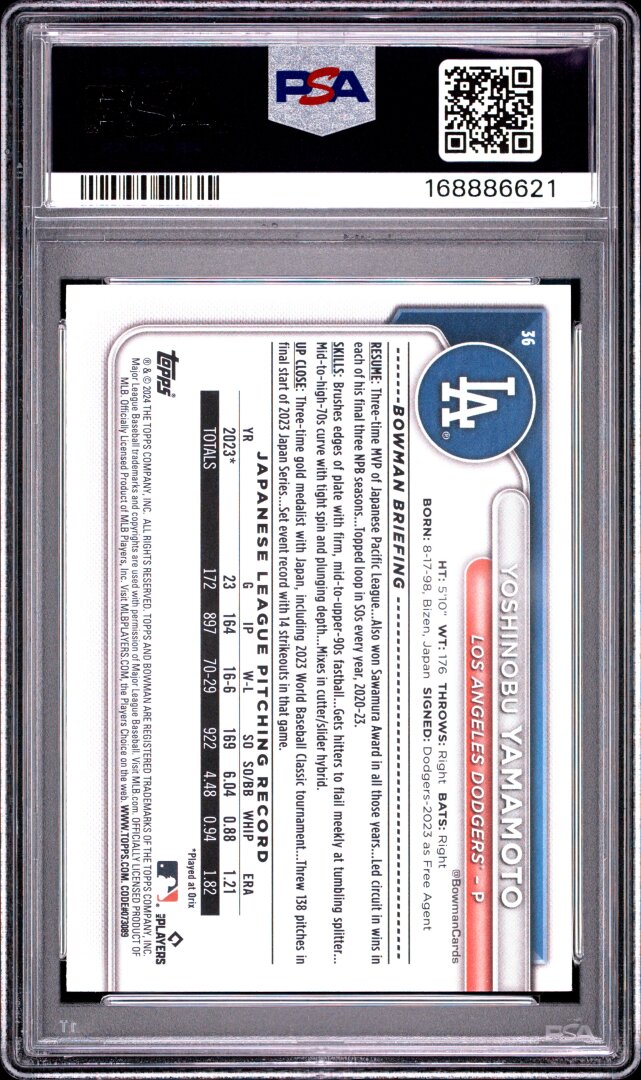 2024 Bowman Yoshinobu Yamamoto RC PSA 10 #36
