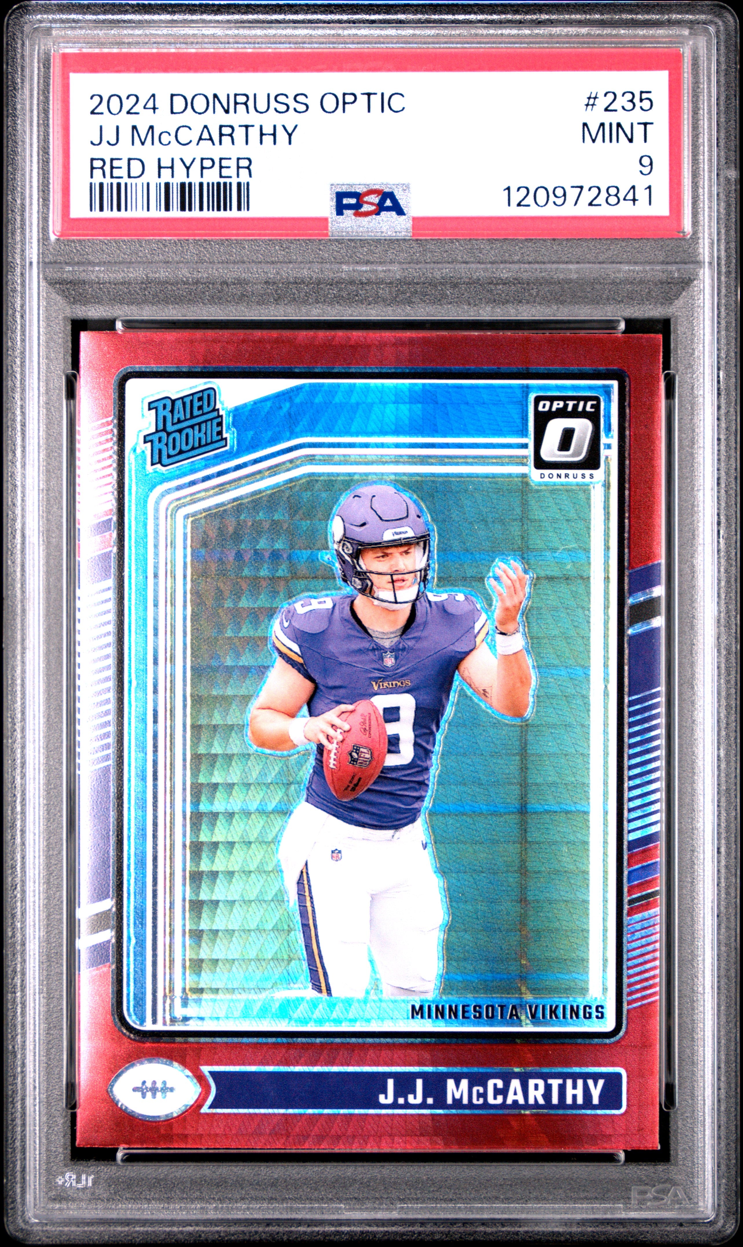 2024 Panini Donruss Optic 235 Jj Mccarthy Red Hyper PSA 9