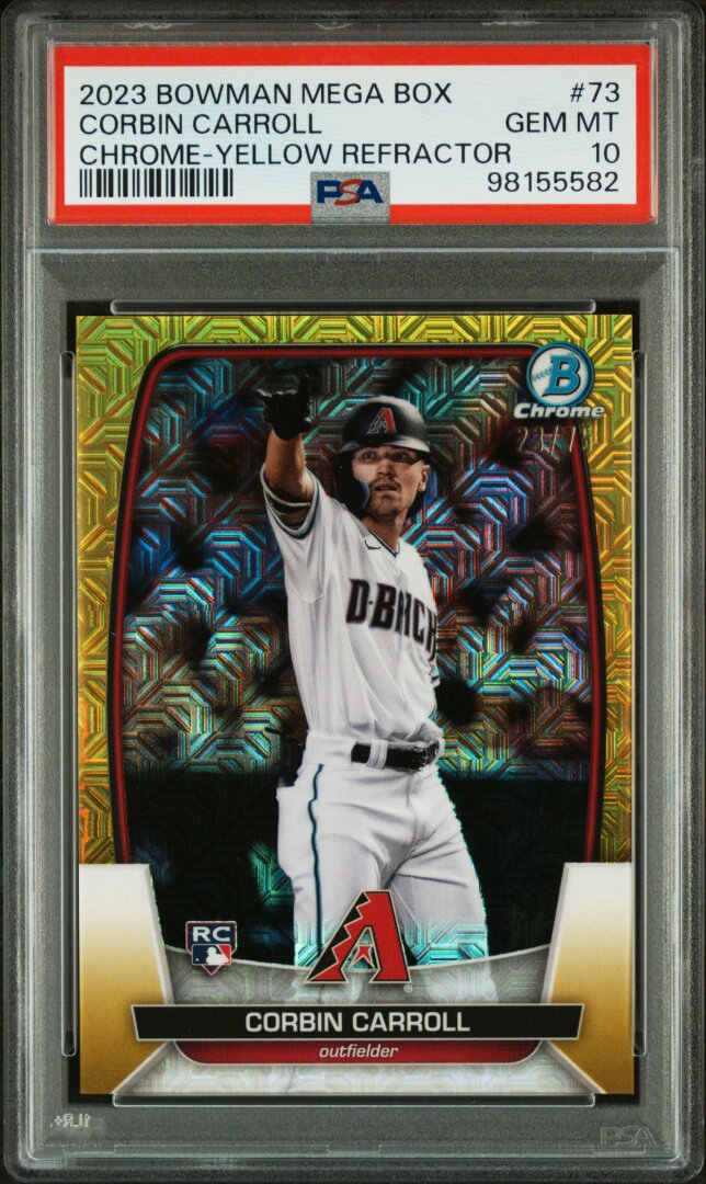 2023 Bowman Mega Box #73 Corbin Carroll Chrome Yellow /75 PSA 10