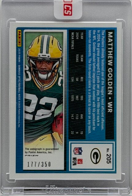2025 Panini Donruss Optic #205 Matthew Golden Rated Rookie RPS Auto /350