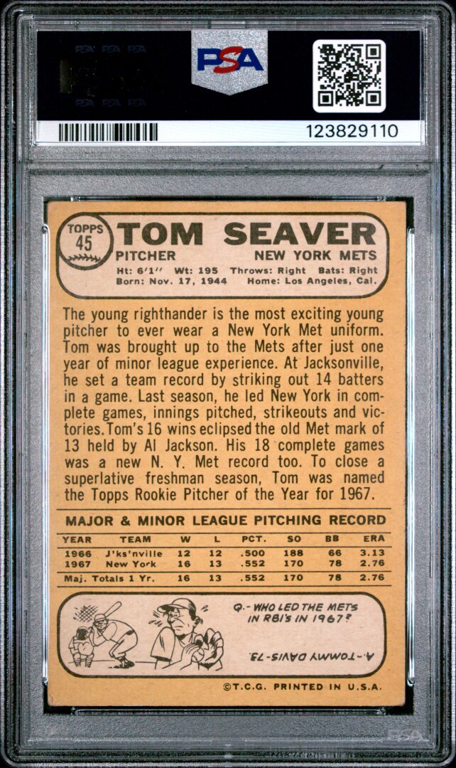 1968 Topps #45 Tom Seaver All-star Rookie PSA 4