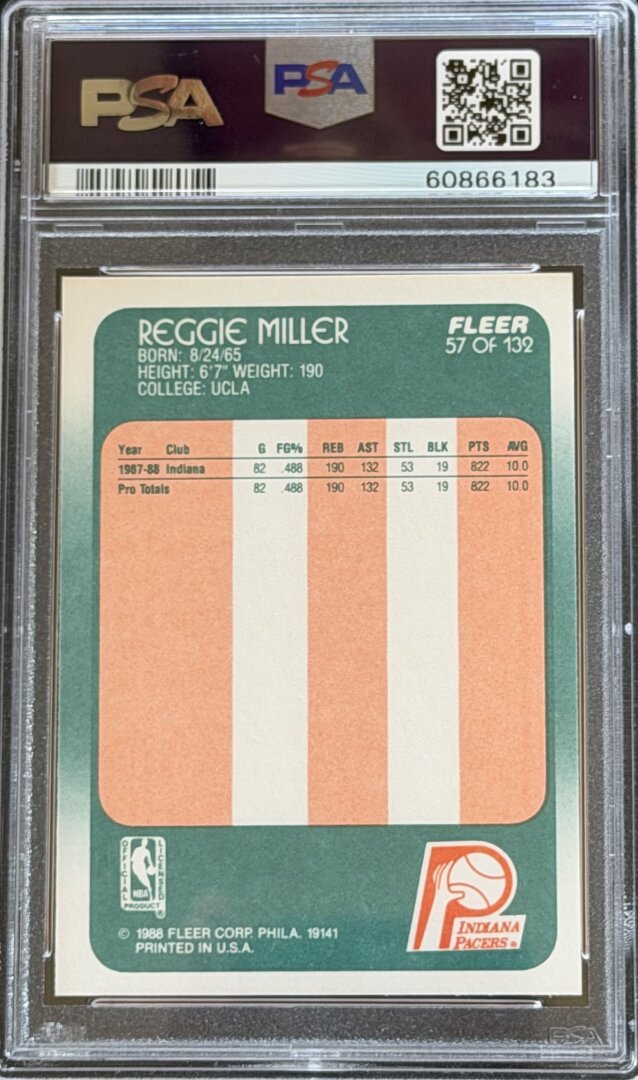 1988 Fleer Reggie Miller RC PSA 8 #57
