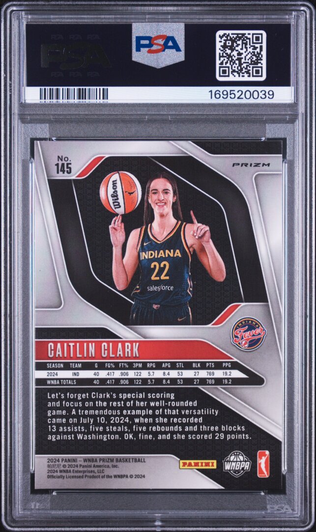 2024 Panini Prizm WNBA Caitlin Clark RC Ice PSA 7 #145