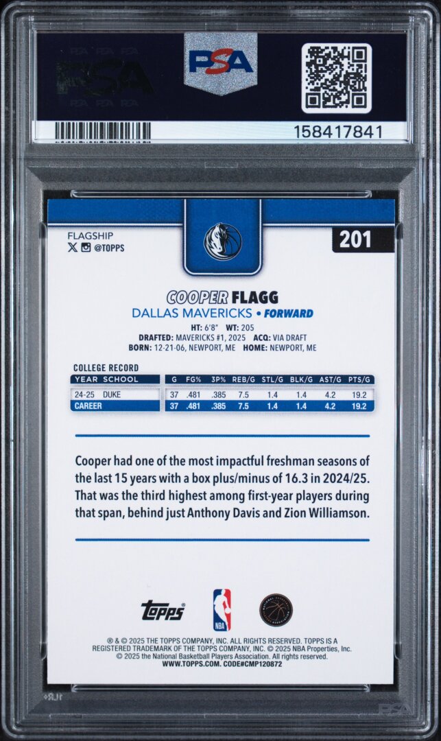 2025 Topps Cooper Flagg PSA 7 #201