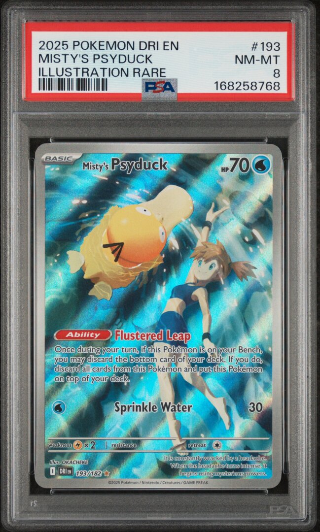 2025 Pokemon Dri En-Destined Rivals Misty's Psyduck Illustration Rare PSA 8 #193