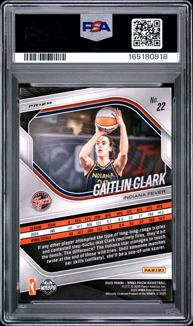 2025 Panini Prizm WNBA Caitlin Clark Blue Velocity PSA 8 #22
