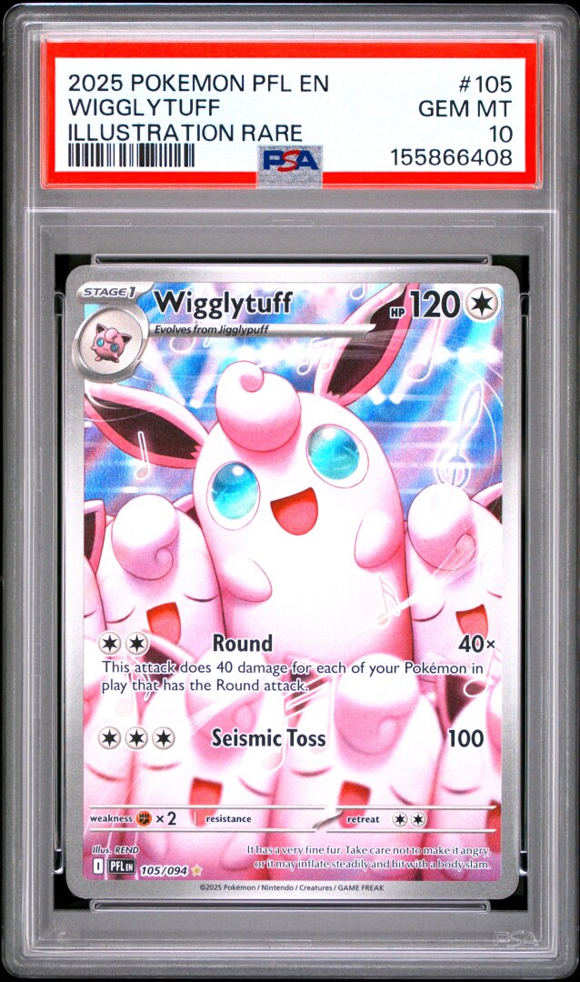 2025 Pokemon English Phantasmal Flames Wigglytuff Illustration Rare PSA 10 #105