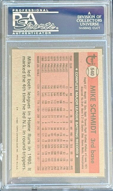 1981 Topps Mike Schmidt PSA 9 #540