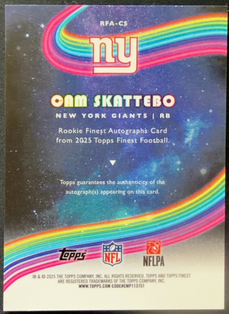 2025 Topps Finest Cam Skattebo Rookie Auto /25 #RFA-CS