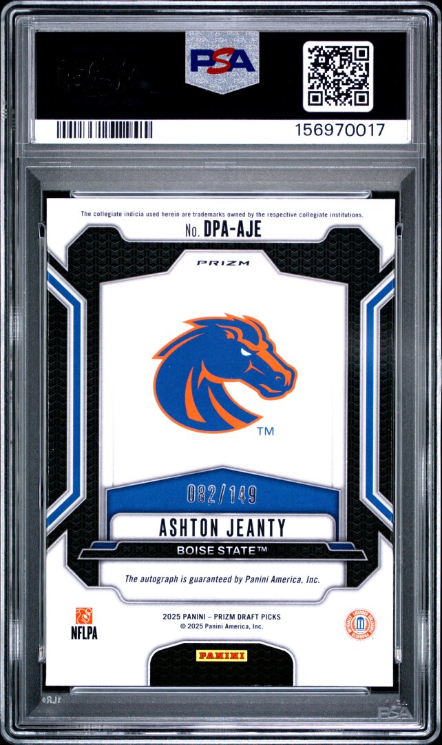 2025 Panini Prizm Draft Picks Ashton Jeanty Auto Blue Ice /149 PSA 10