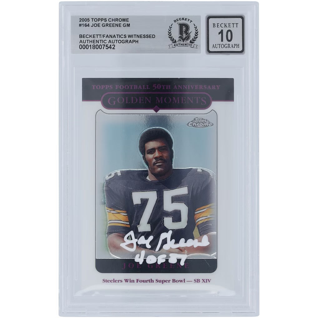 2005 Topps Chrome Joe Greene Autograph Golden Moments White Ink Beckett Fanatics Authentic 