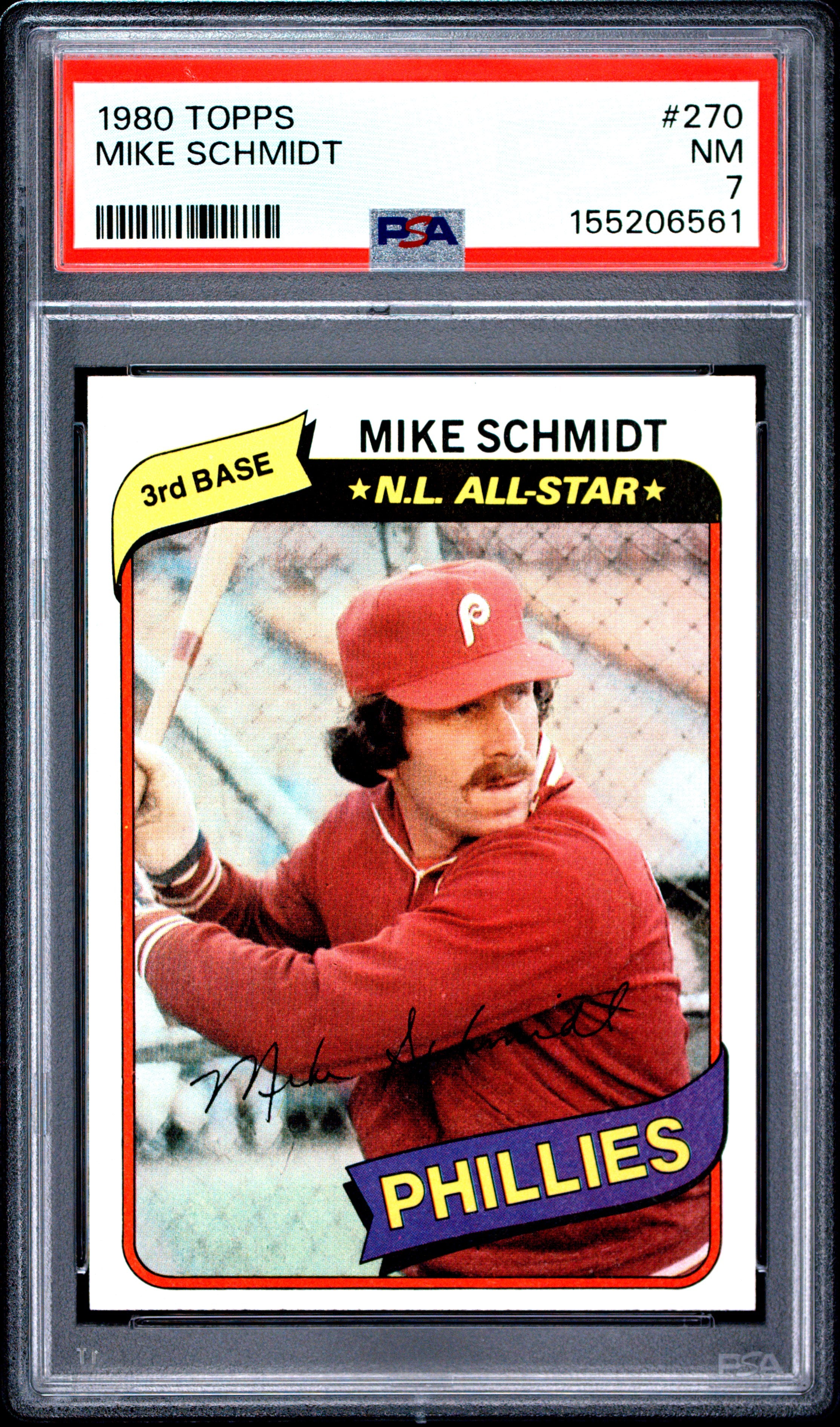 1980 TOPPS 270 MIKE SCHMIDT PSA 7 - front