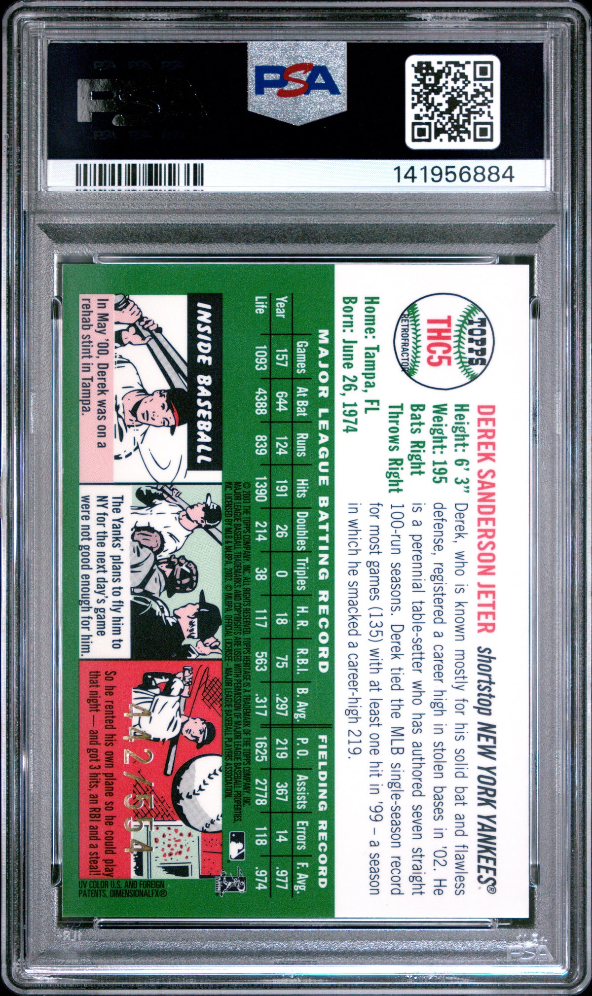 2003 Topps Heritage Chrome Derek Jeter Retrofractor PSA 9