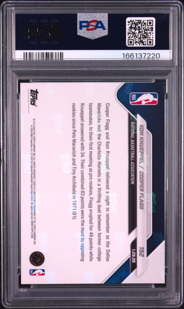2025 Topps Now #152 Knueppel / Flagg PSA 10