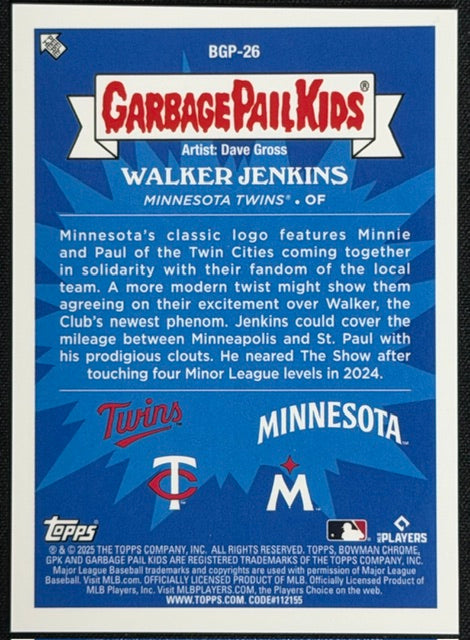 2025 Topps Garbage Pail Kids Walker Jenkins Dead Ringer Walker
