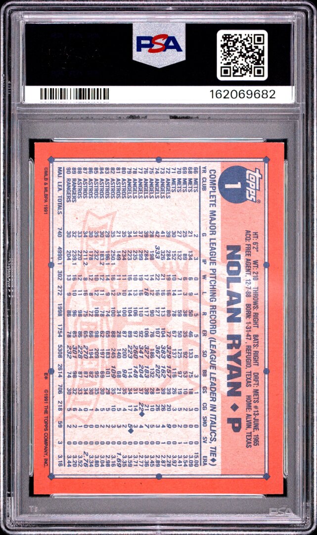 1991 Topps #1 Nolan Ryan PSA 9