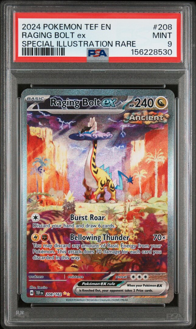 2024 Pokemon Temporal Forces Raging Bolt Ex Special Illustration Rare PSA 9 #208