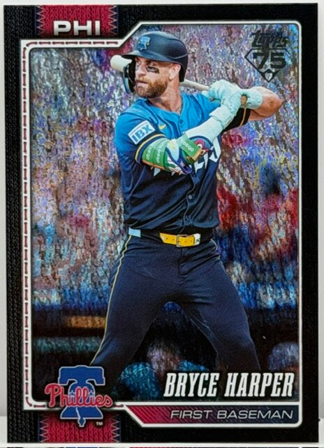2025 Topps Series 1 #250 Bryce Harper Black Sand Glitter /10
