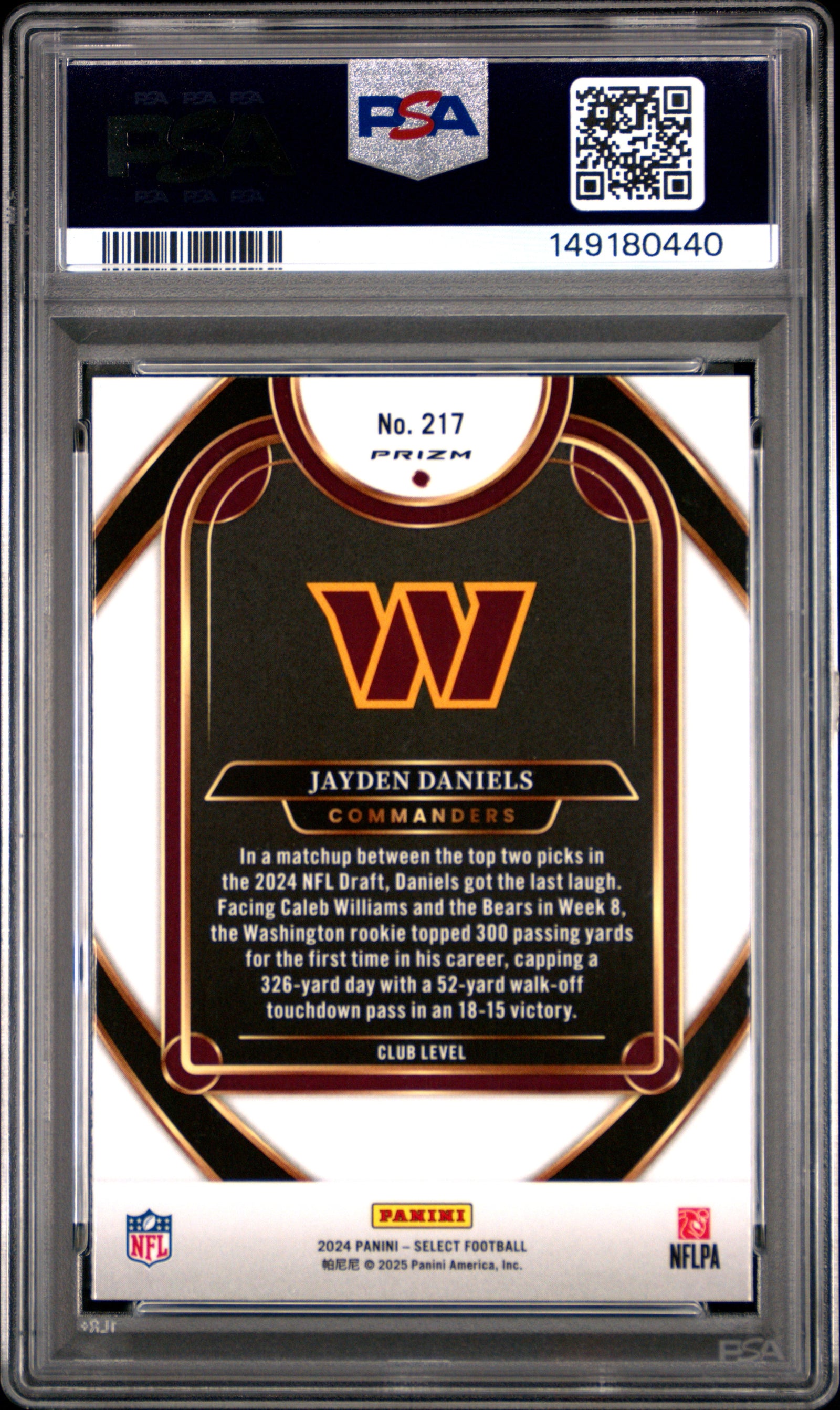 2024 Panini Select 217 Jayden Daniels Black & Gold Shock PSA 9