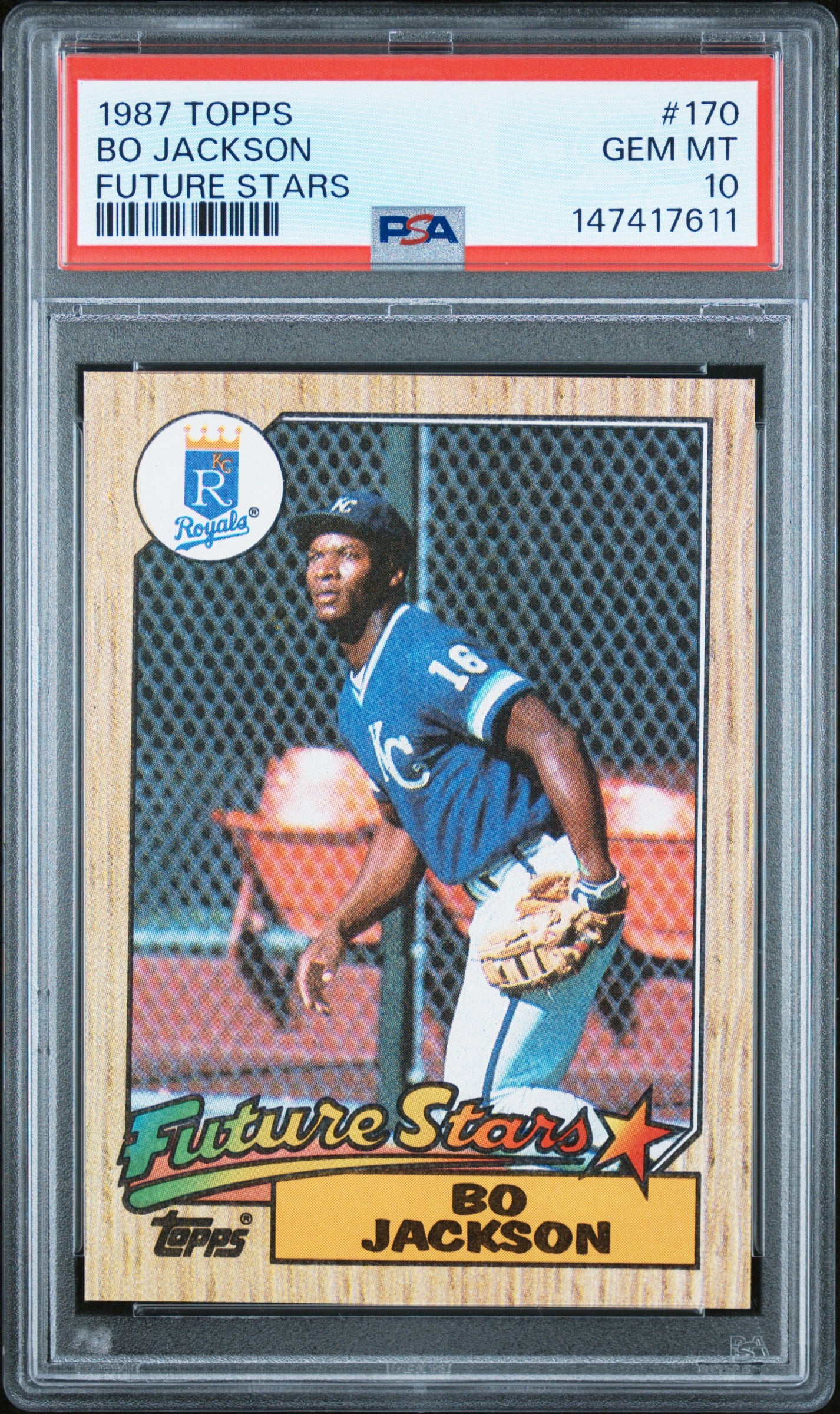 1987 TOPPS 170 BO JACKSON FUTURE STARS PSA 10 - front