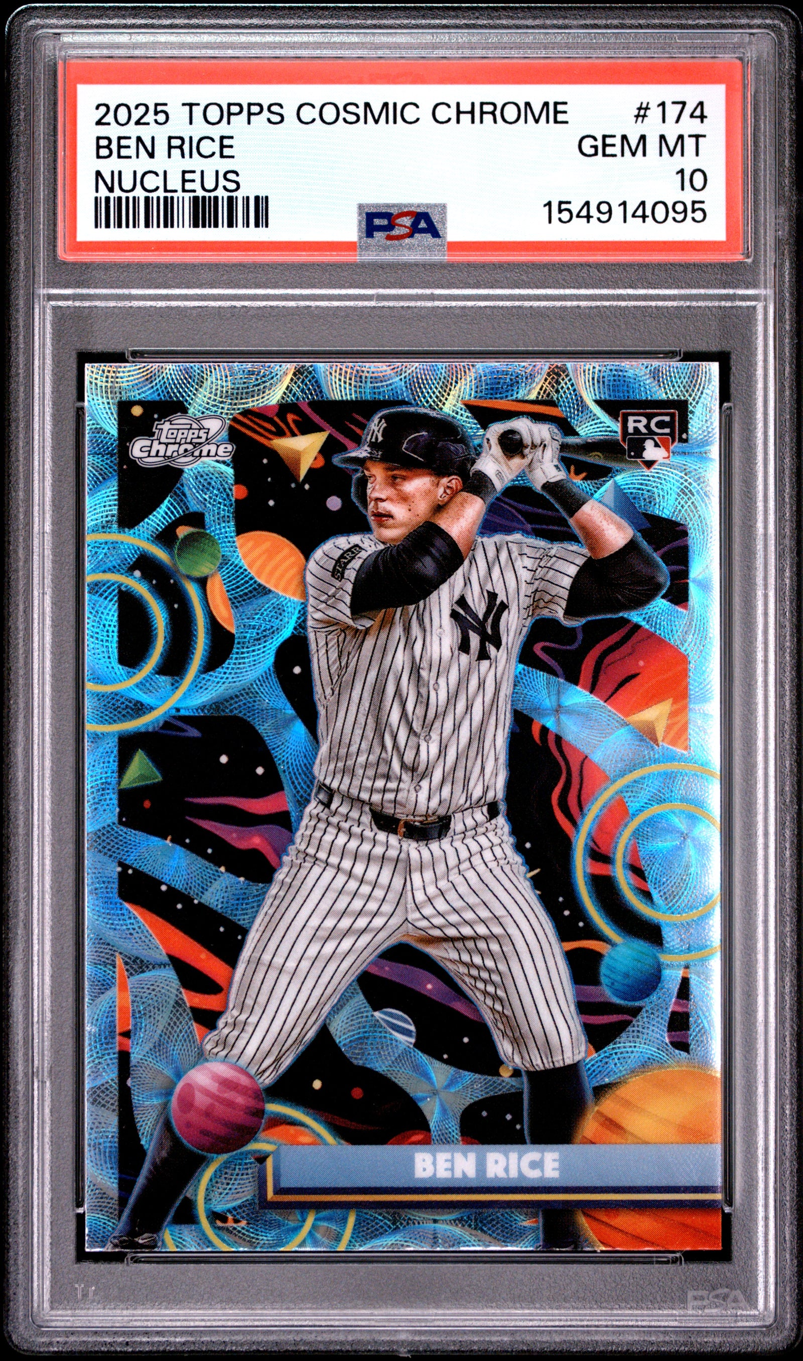2025 TOPPS COSMIC CHROME 174 BEN RICE NUCLEUS PSA 10 - front