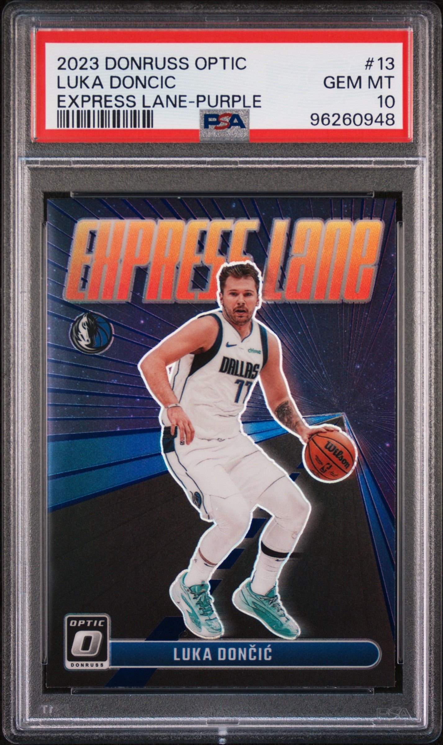 2023 Panini Donruss Optic Luka Doncic Express Lane Purple PSA 10